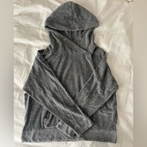 Monrow Heather Grey Terry Cloth Cotton Hoodie